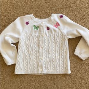 Gymboree girls white cable knit sweater
